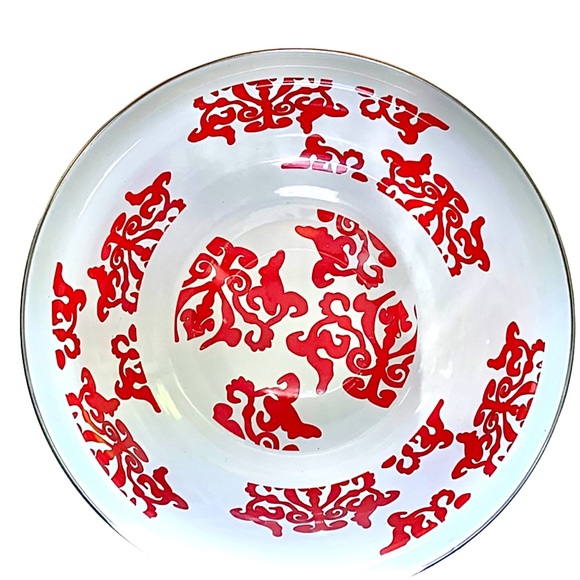 Golden Rabbit Rare Red Damask Catering Bowl and Platter - Picture 6 of 10